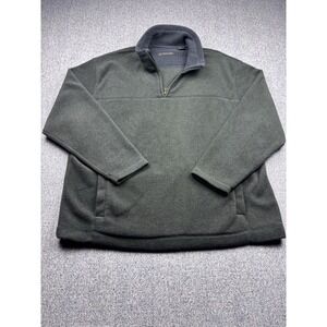 St Johns Bay Mens Pullover Black Fleece Quarter Zip Mock Neck Long Sleeve Men XL